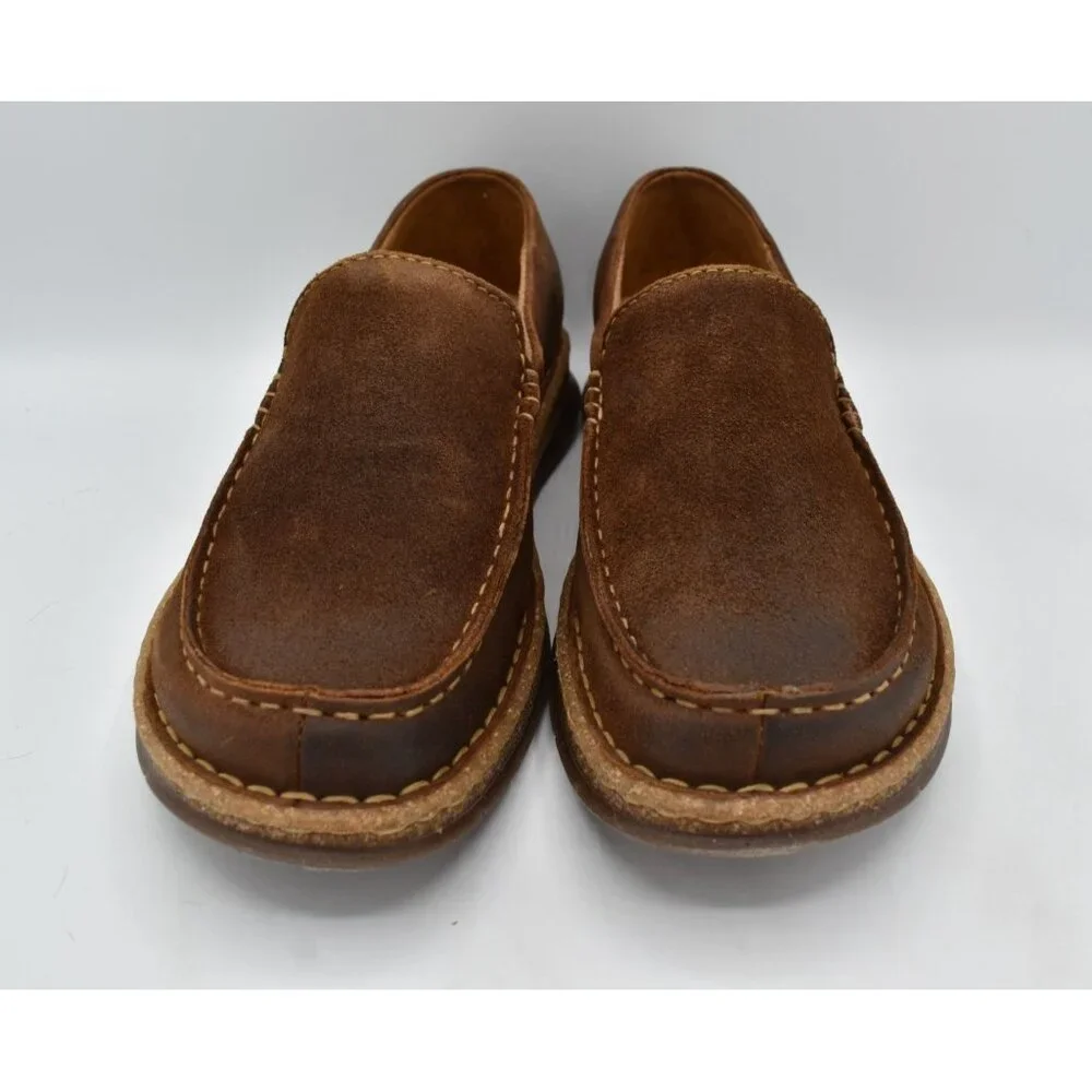 Born Men Size 8 Baylor Brown Glazed Ginger Distressed Suede Slip On Casual Shoes